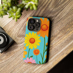 Floral Tough Phone Case for iPhone — Bright Daisy Garden Protective Cover