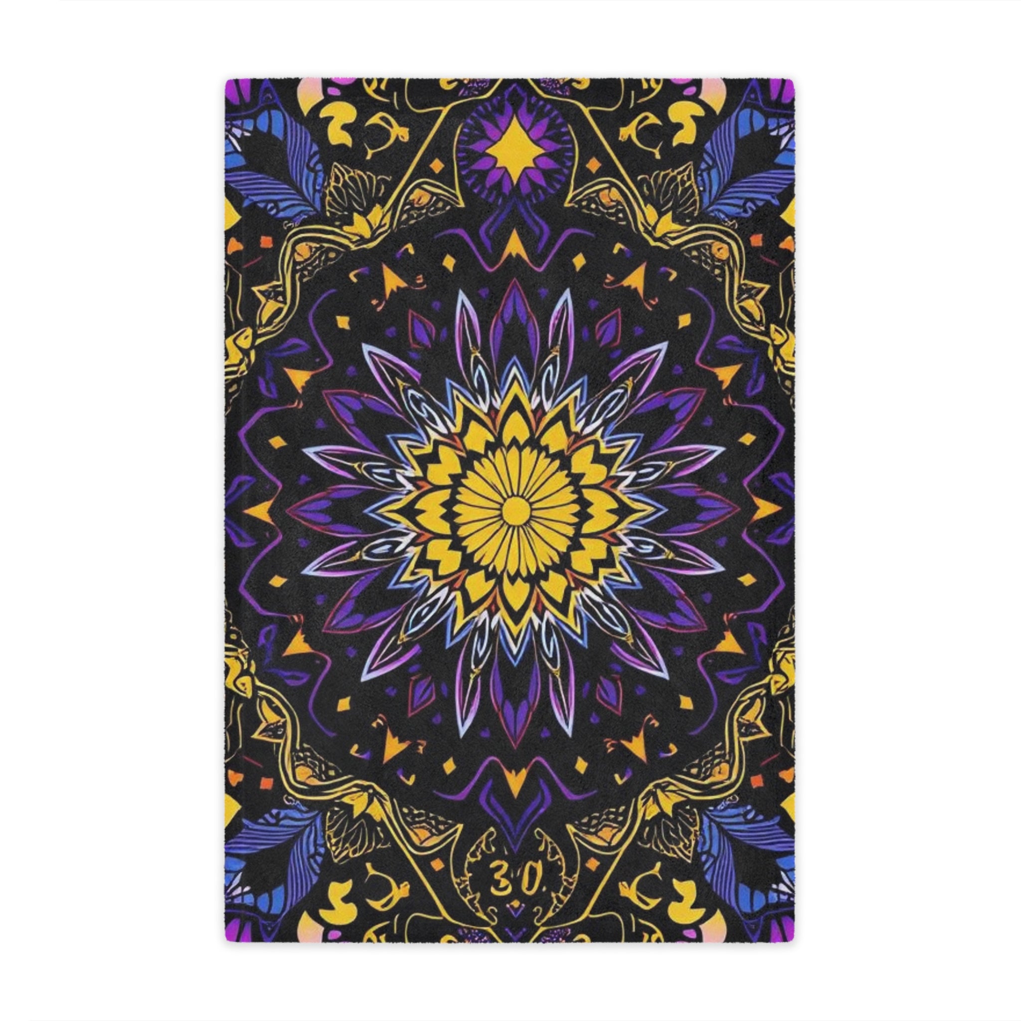 Purple, Yellow & Black mandala design Microfiber Blanket