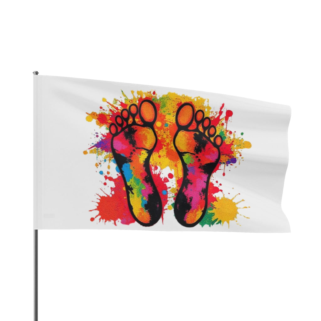 Rainbow Feet Paint Splatter Flag - Aesthetic LGBTQ+ Banner for Celebration & Home Decor