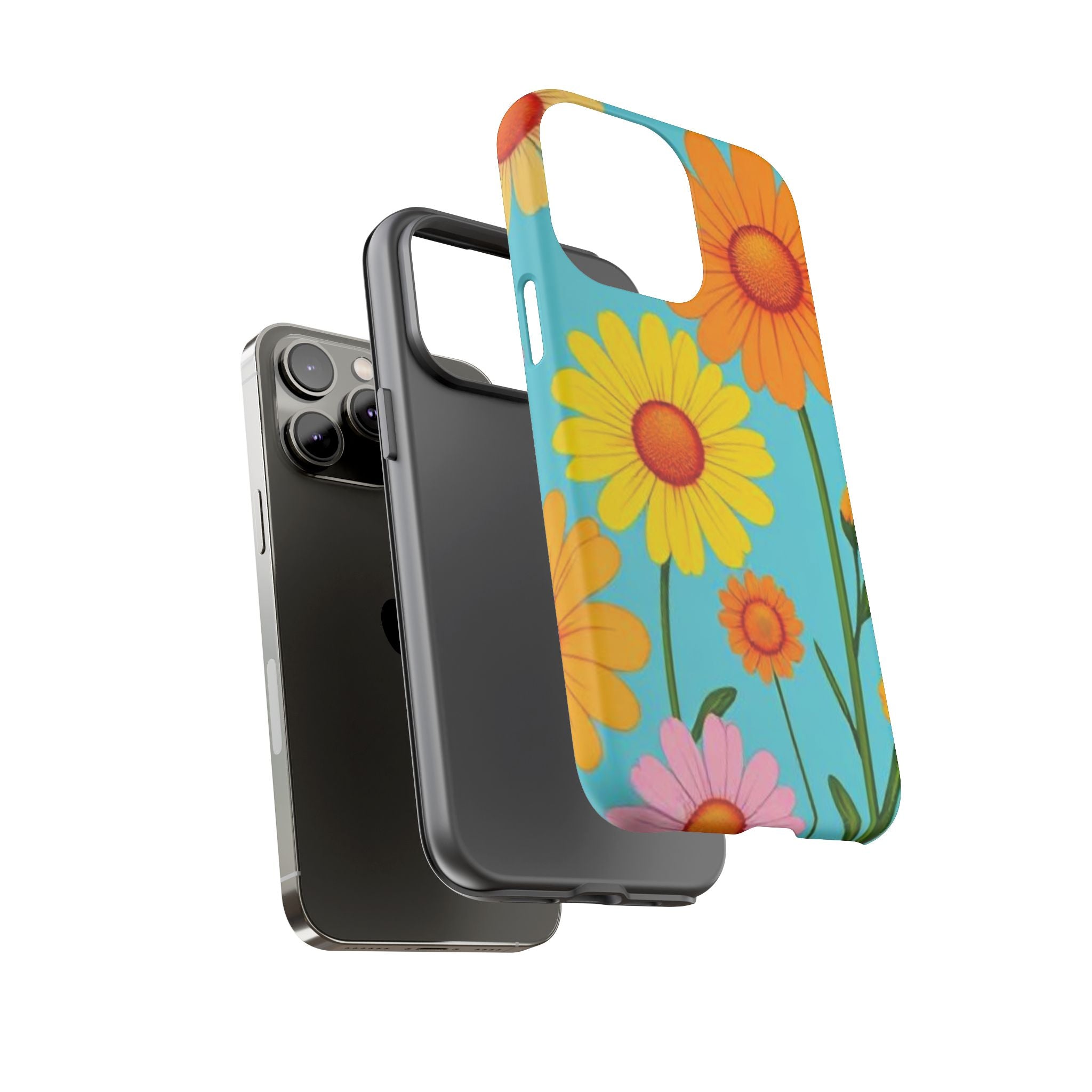 Floral Tough Phone Case for iPhone — Bright Daisy Garden Protective Cover