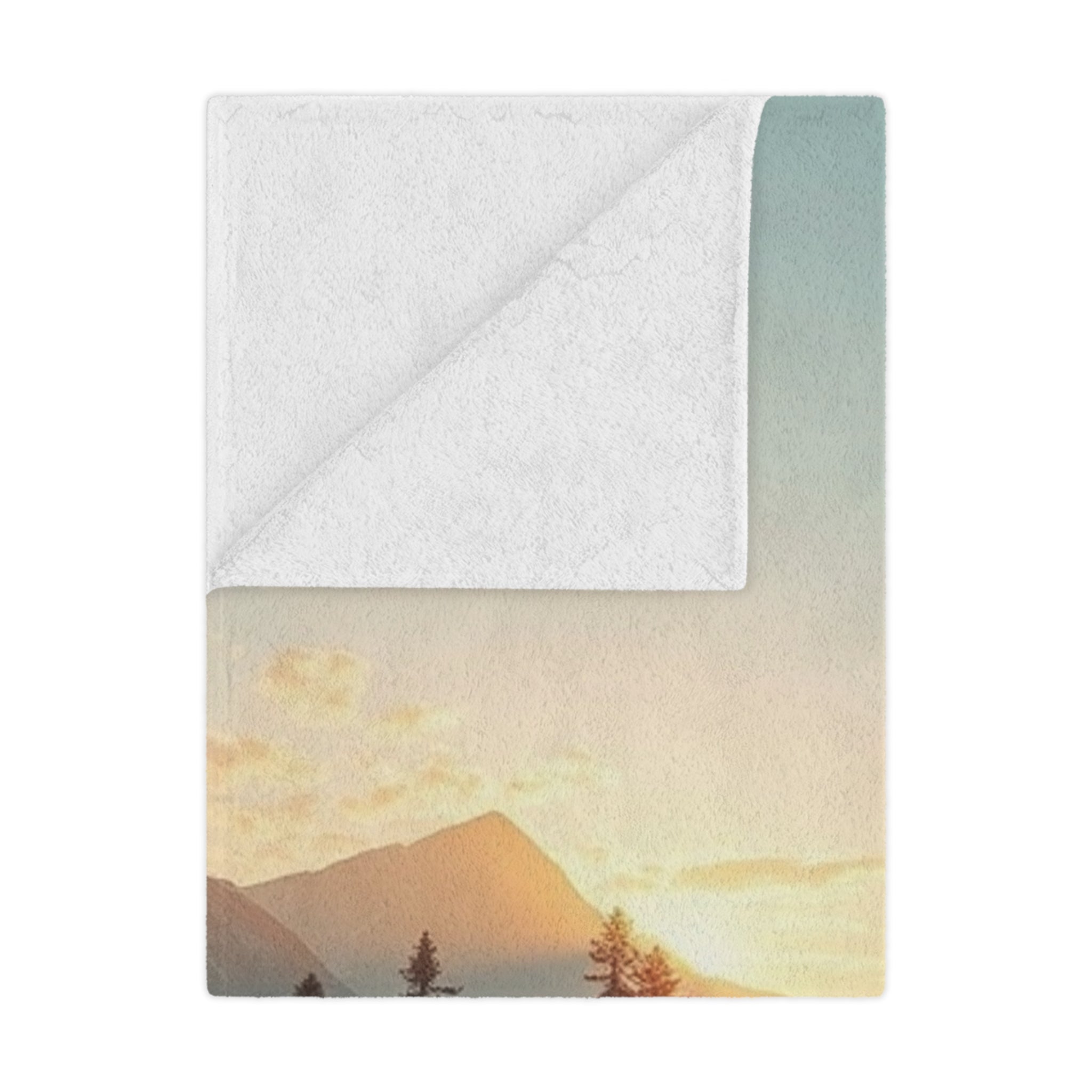 Serene Lake & Mountain Scene Microfiber Blanket