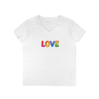 Colorful Love Ladies' V-Neck T-Shirt - Perfect for Everyday Wear and Celebrations