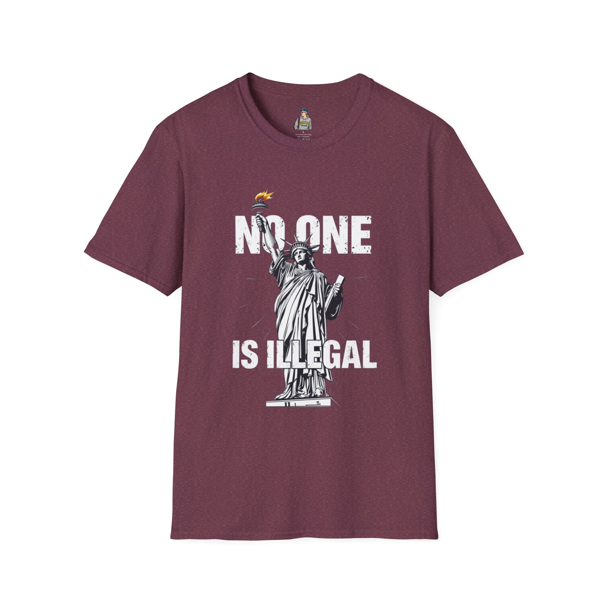 Unisex Softstyle T-Shirt - 'No One Is Illegal' Graphic Tee for Social Justice Advocates