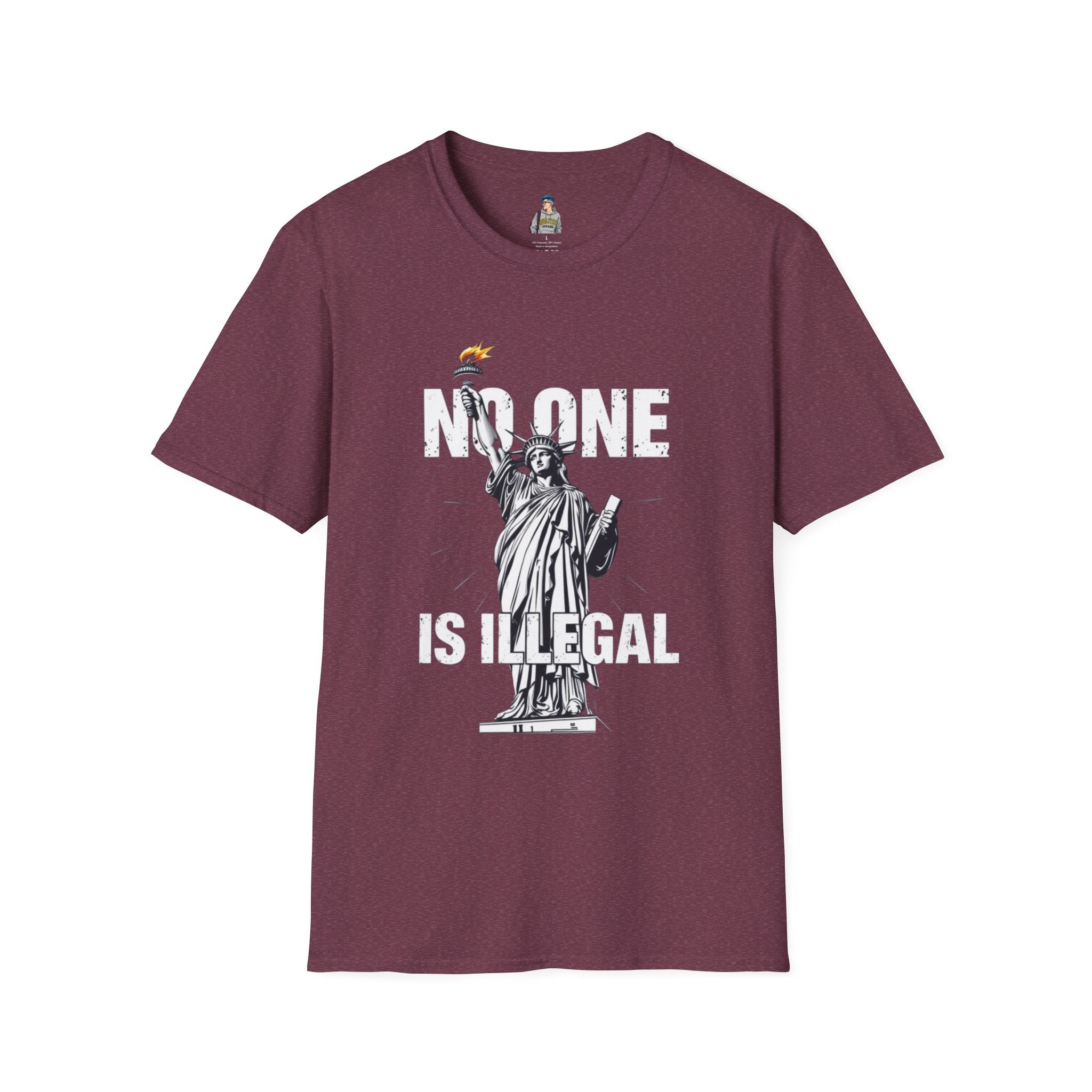Unisex Softstyle T-Shirt - 'No One Is Illegal' Graphic Tee for Social Justice Advocates