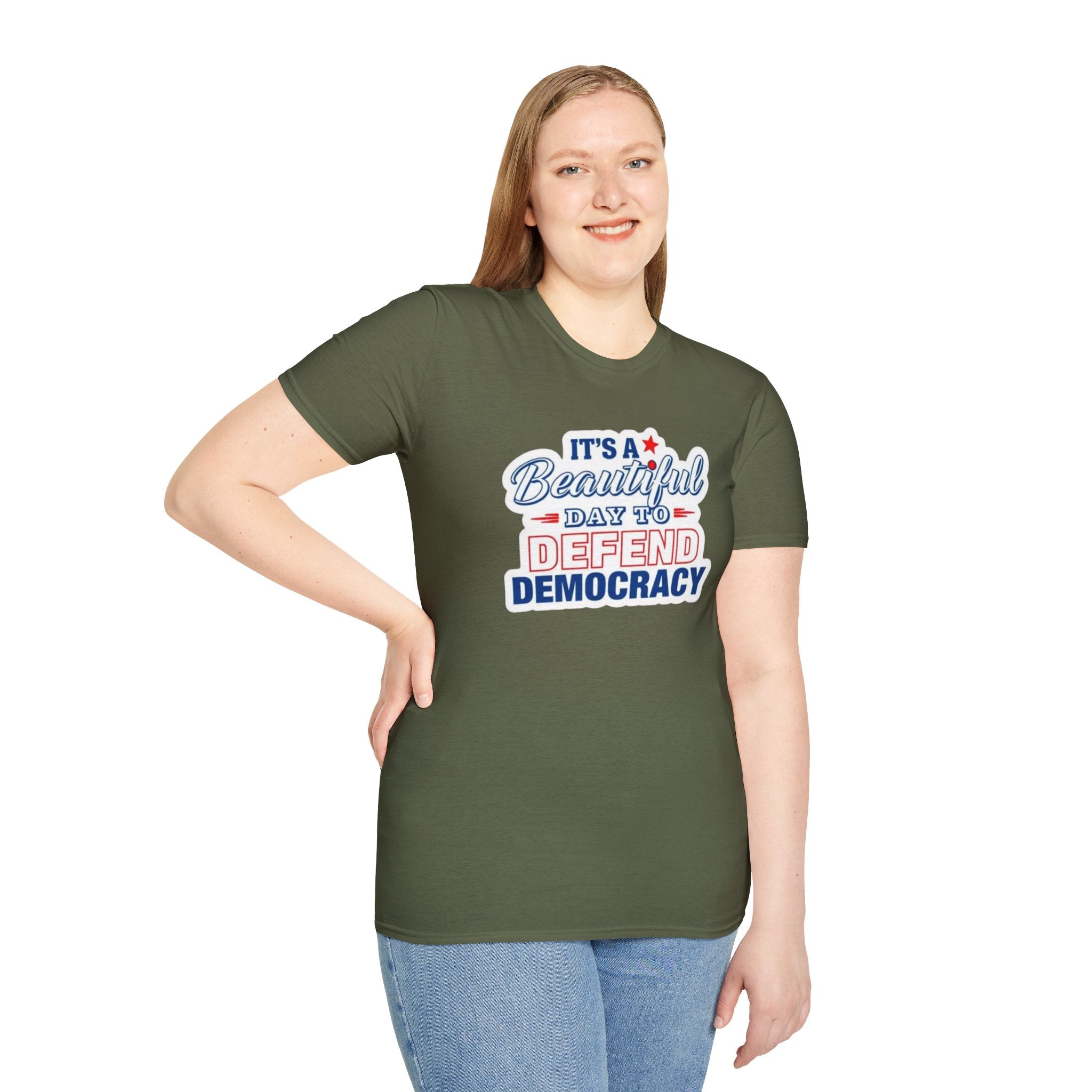 Defend Democracy Unisex Softstyle T-Shirt - Perfect for Activism and Everyday Wear