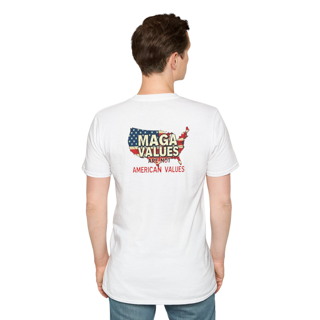 Unisex Softstyle T-Shirt - 'Patriots Don't Vote for Traitors' with USA Flag Design