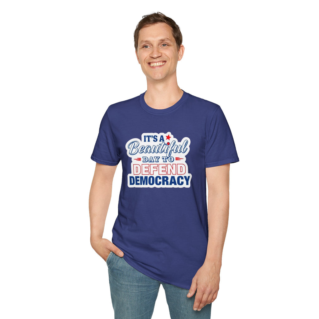 Defend Democracy Unisex Softstyle T-Shirt - Perfect for Activism and Everyday Wear