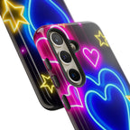 Android OR iPhone Compatible Cases - Neon Love Design - Unique Tough Cases