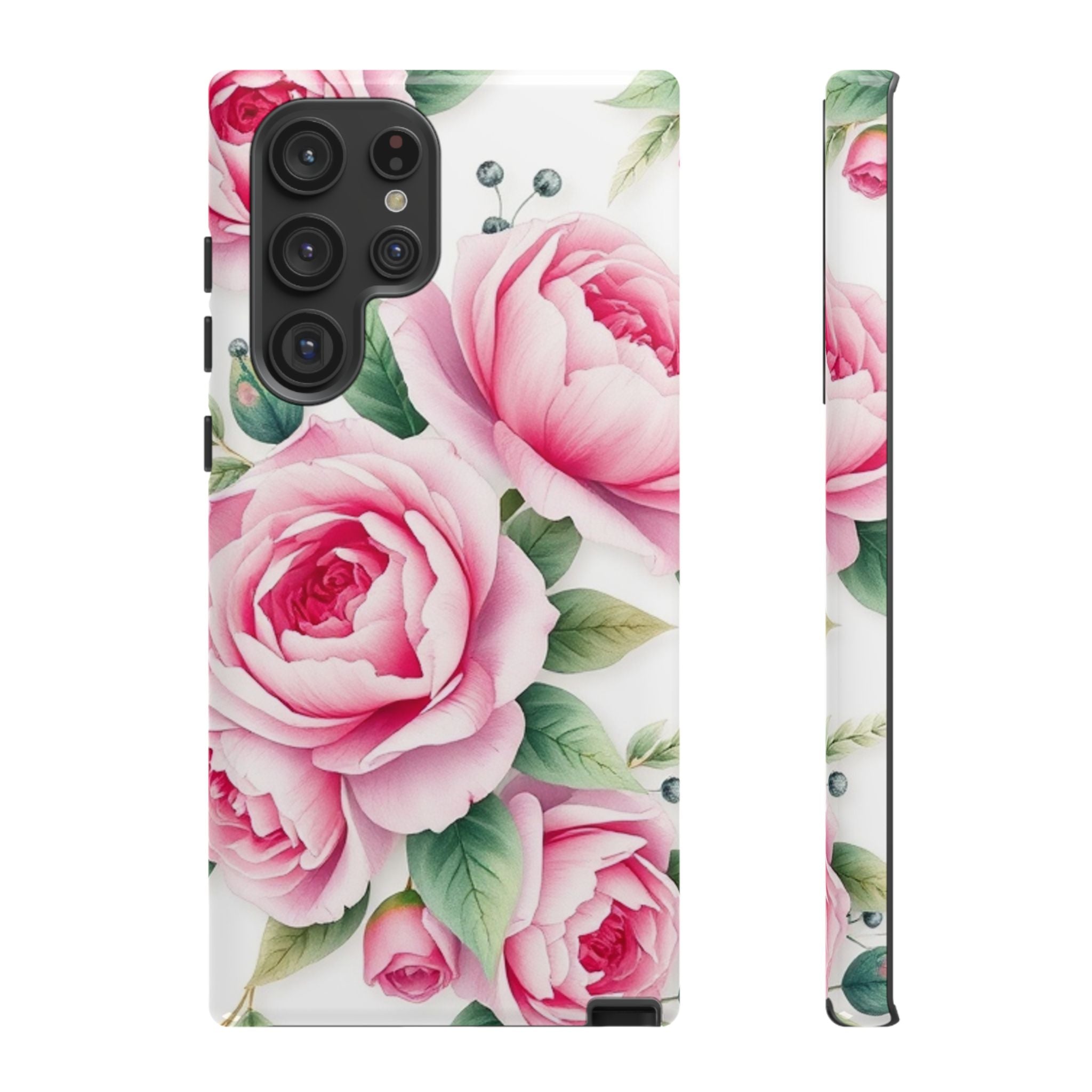 Android OR iPhone Compatible Cases - Pink Flower Design - Unique Tough Cases