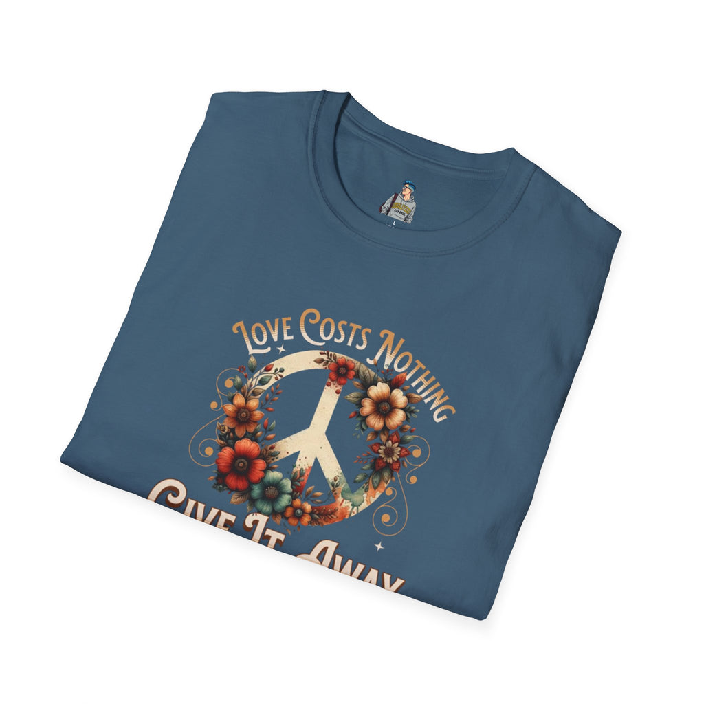 Unisex Softstyle T-Shirt - Love Costs Nothing, Give It Away Floral Peace Design