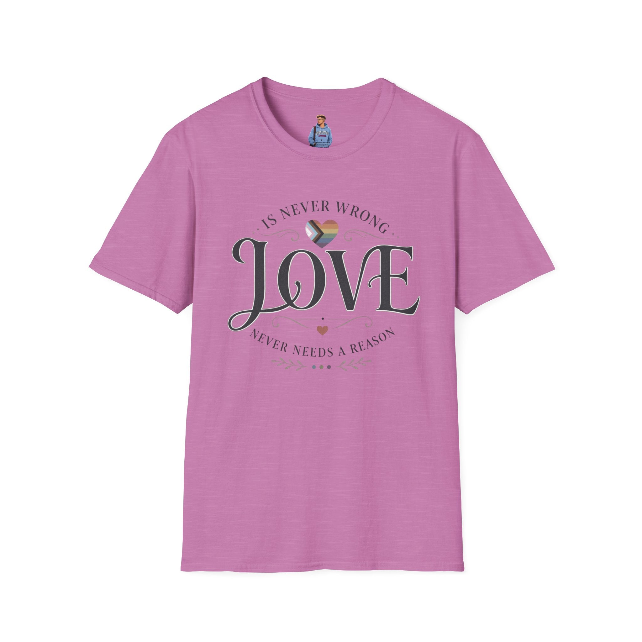 Love Is Never Wrong T-Shirt — LGBTQ+ Pride Heart Tee