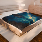 Milky Way over the Lake Velveteen Plush Blanket