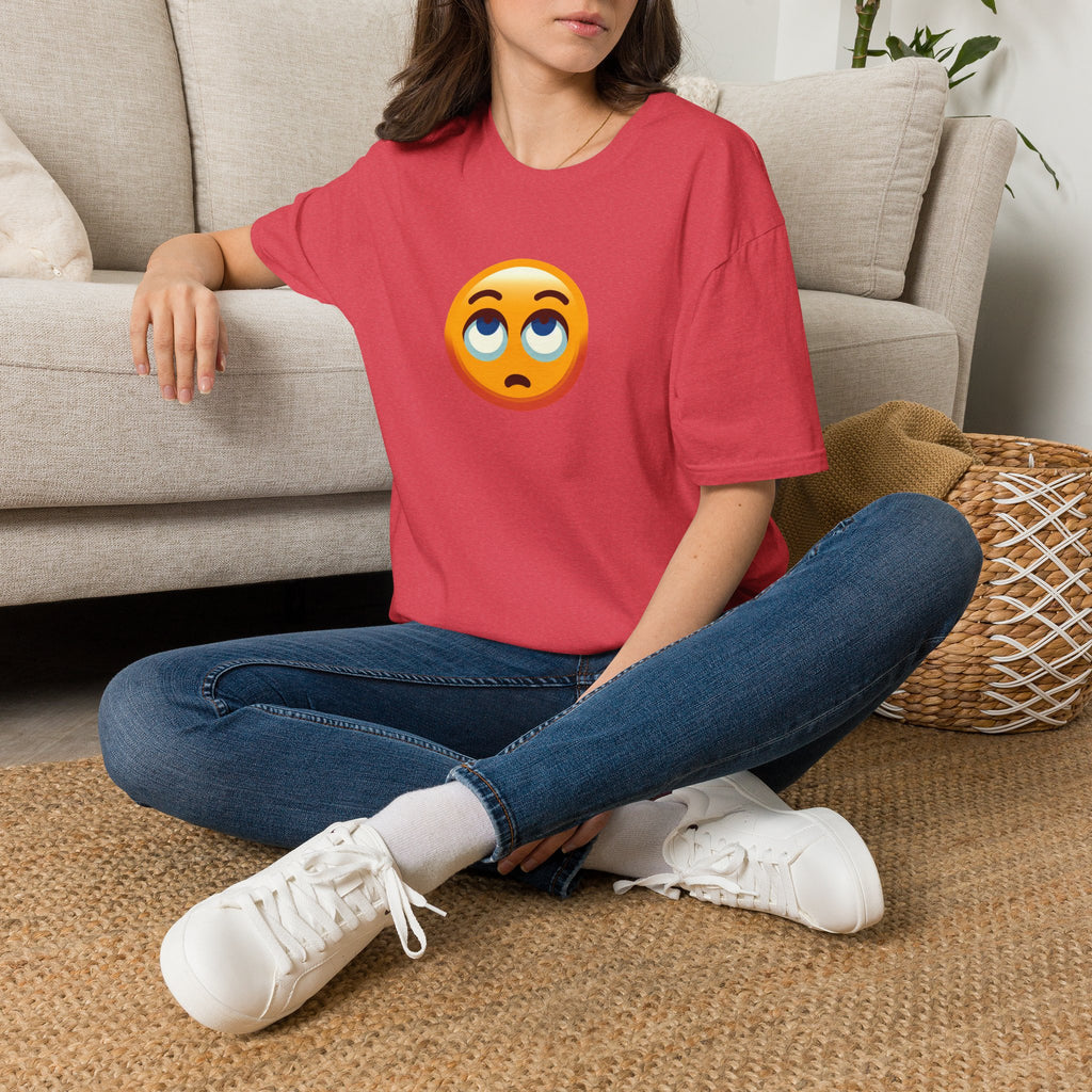 Unisex Softstyle T-Shirt with Eye Roll Emoji | Casual Graphic Tee for Everyday Humor