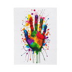 Rainbow Splash Handprint White Background Velveteen Plush Blanket – For Comfort and Warmth