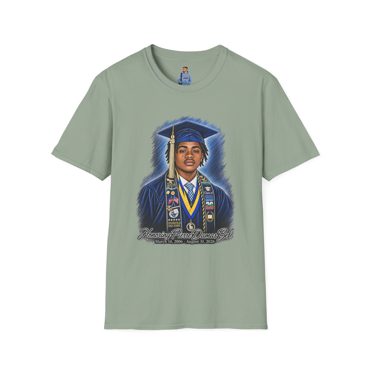 Graduation Portrait Front - In Memory of Pierre Damas Bel T-Shirt