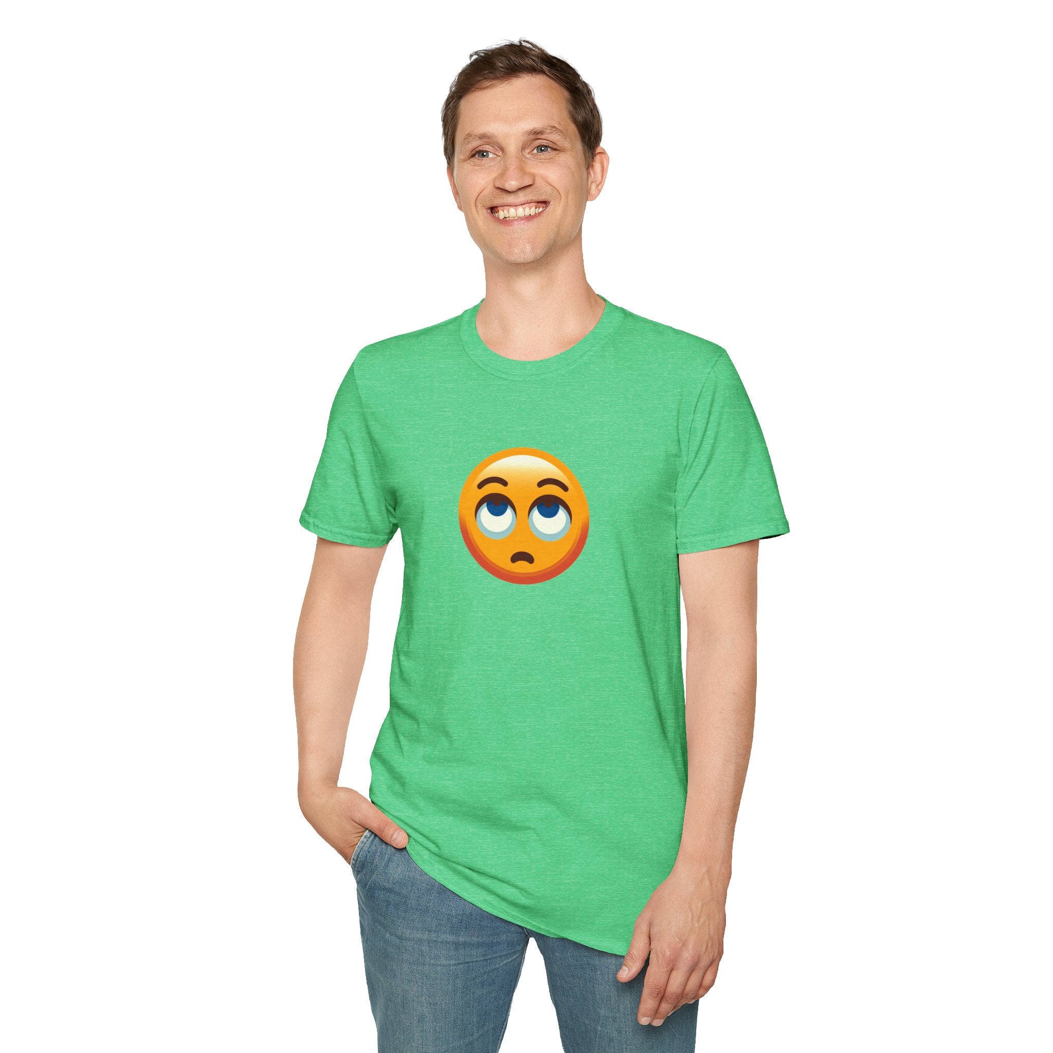 Unisex Softstyle T-Shirt with Eye Roll Emoji | Casual Graphic Tee for Everyday Humor