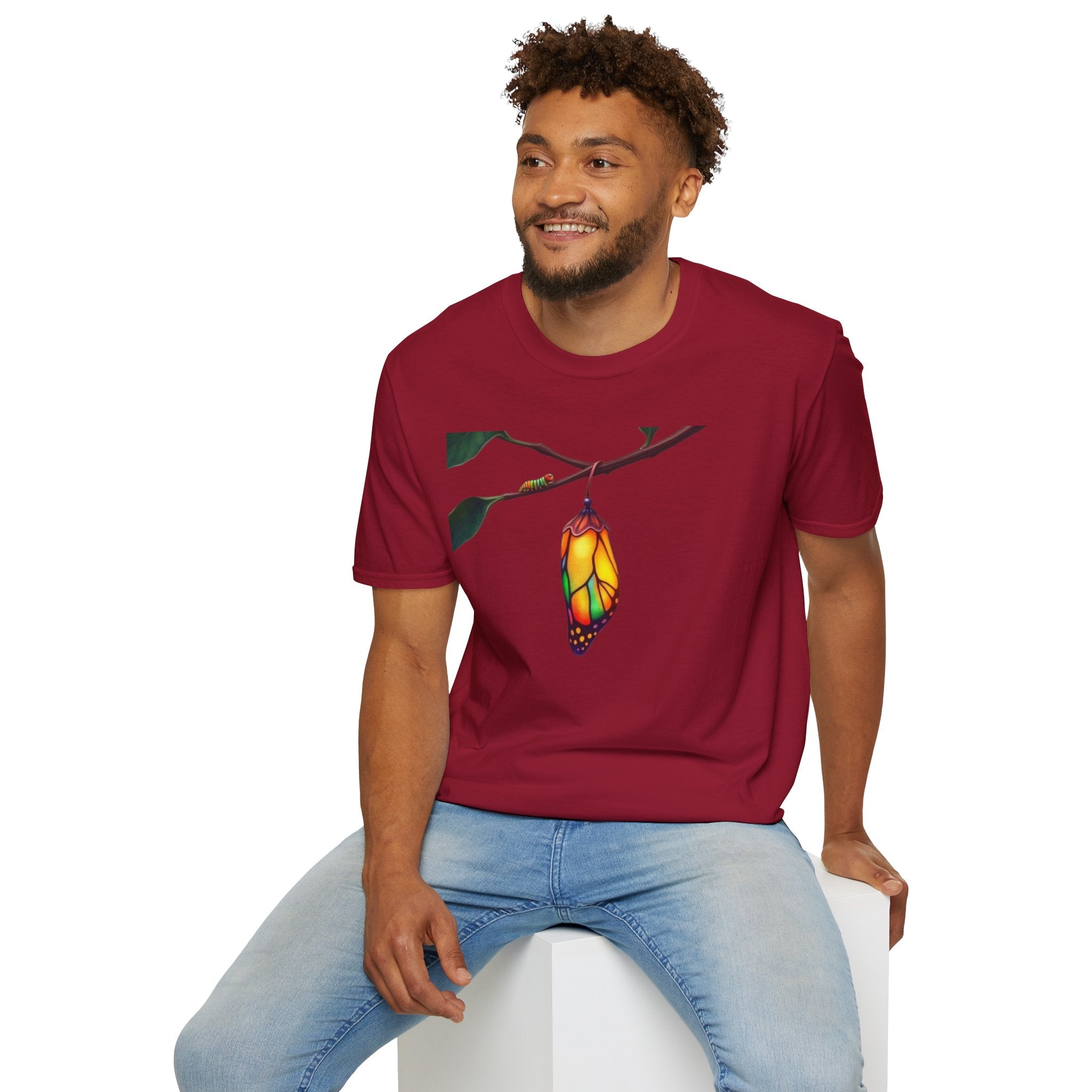 Rainbow Butterfly Cocoon Pride T-Shirt | Unisex Softstyle Tee