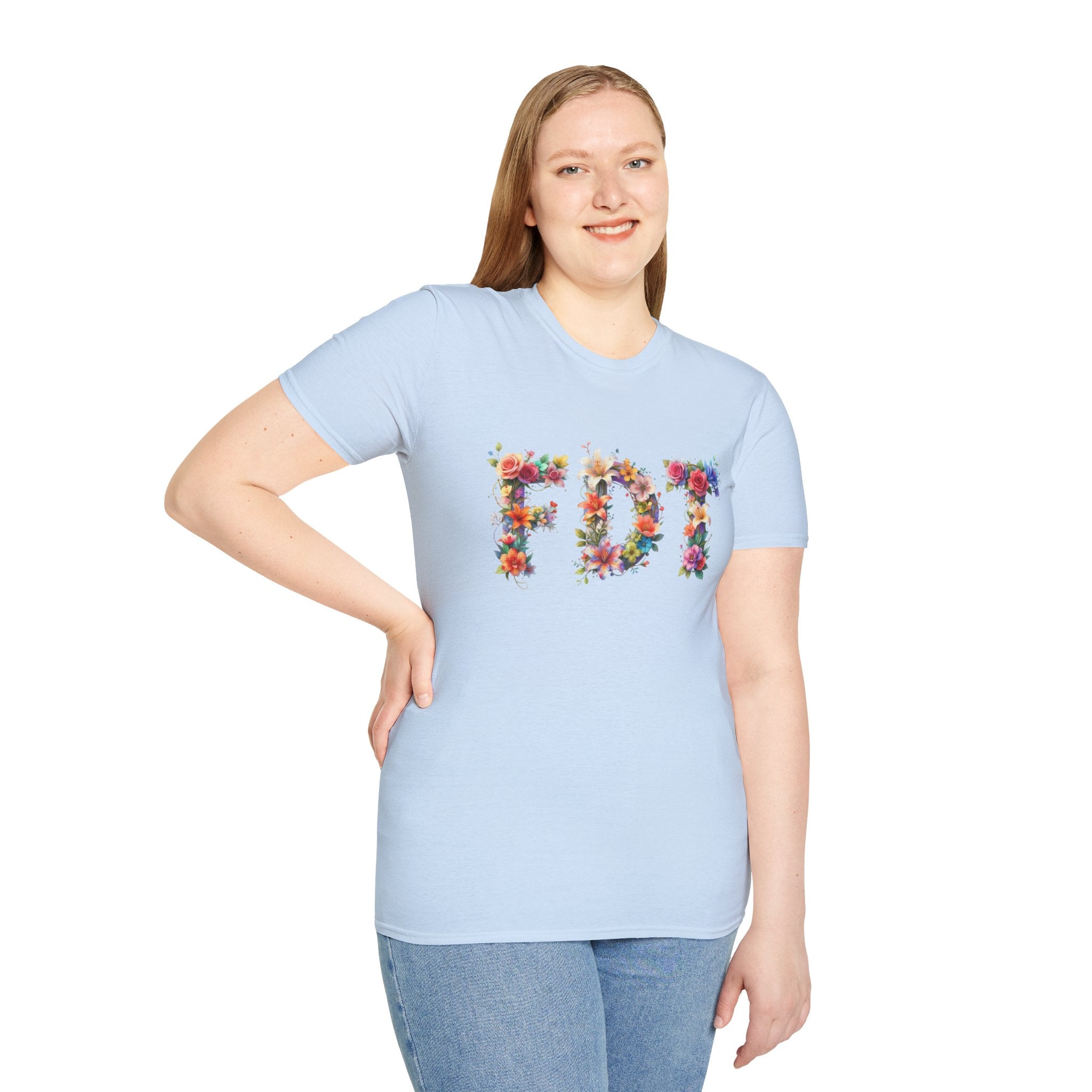FDT Floral Letter Tee — Bold Floral Typography T-Shirt