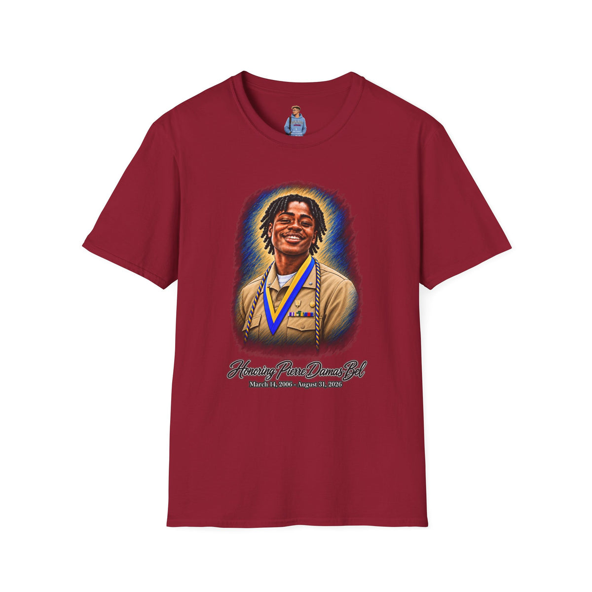 Smiling Portrait Front - In Memory of Pierre Damas Bel T-Shirt