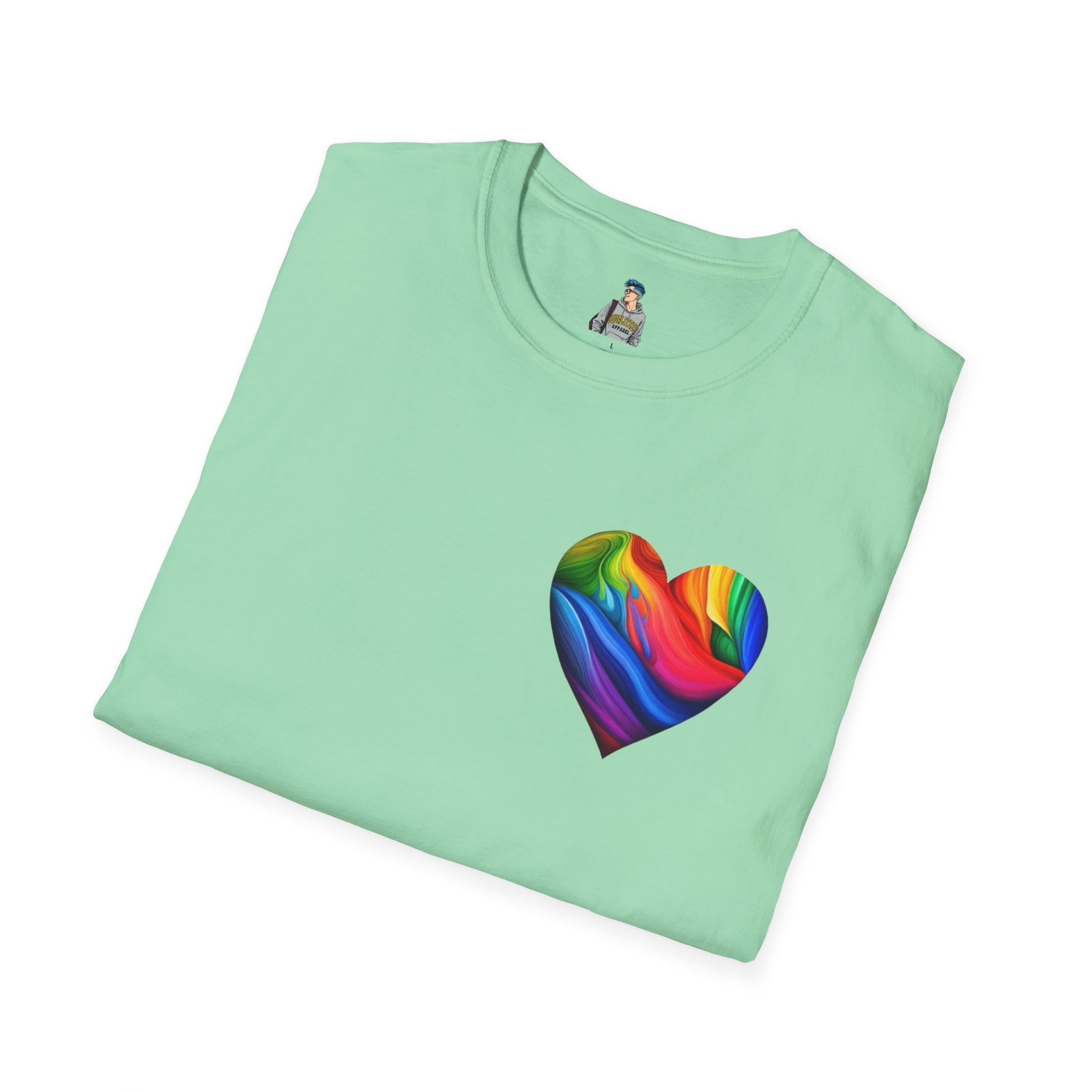 Unisex Softstyle T-Shirt - Pride Heart Design with 'Existence is Resistance'