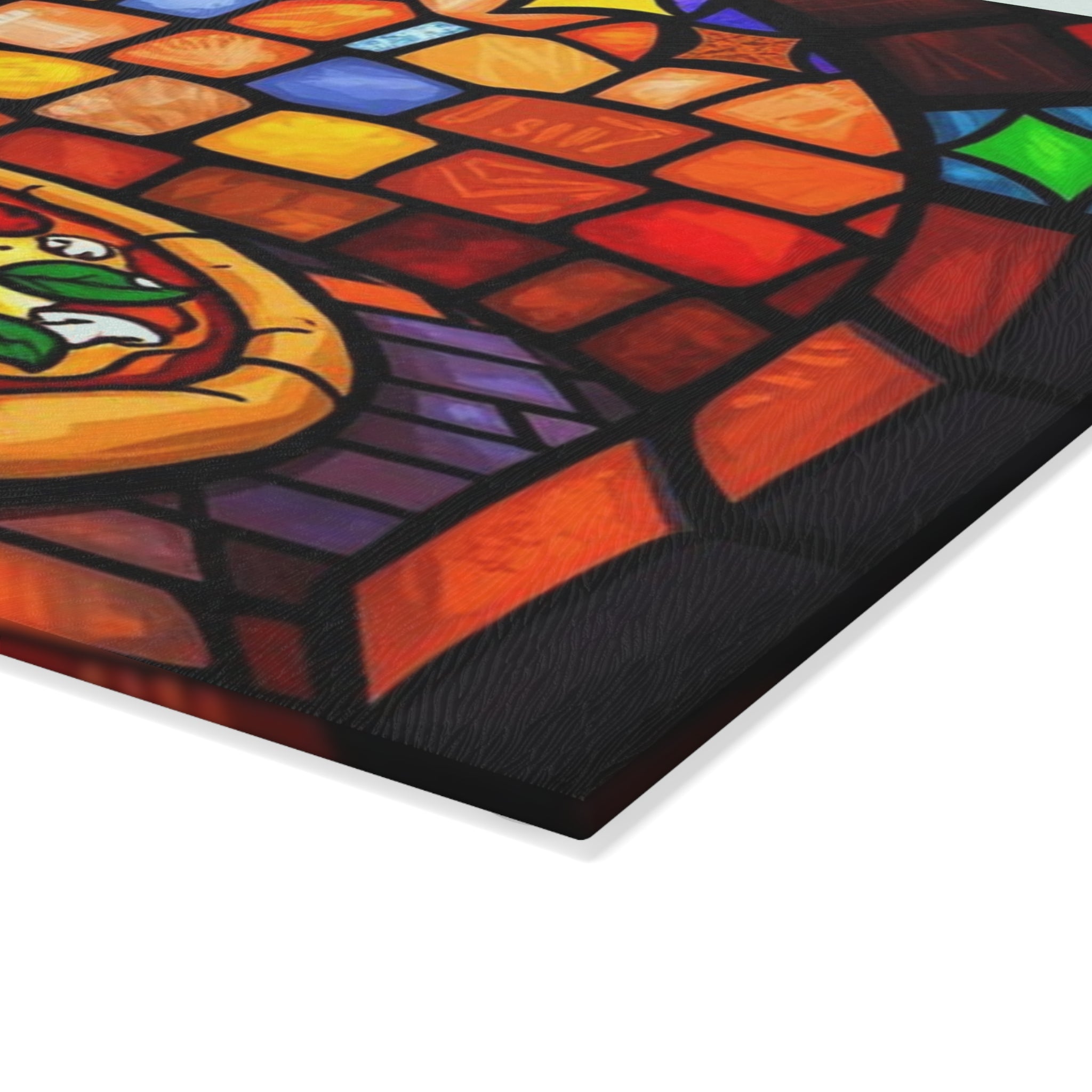 Stained Glass Pizza Cutting Board Colorful Kitchen Art for Food Lovers