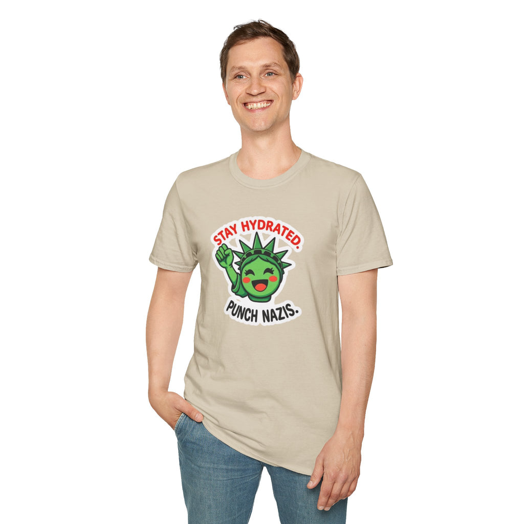 Stay Hydrated, Punch Nazis Funny Political Activism Tee
