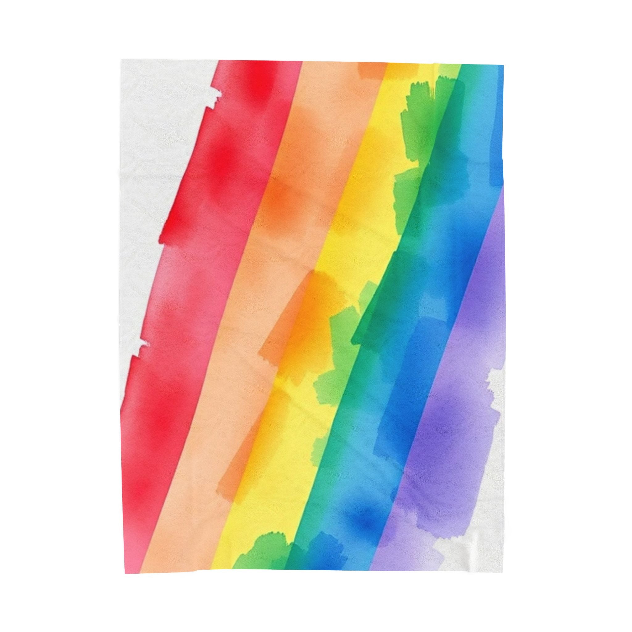 Rainbow Watercolor Velveteen Plush Blanket – For Comfort and Warmth
