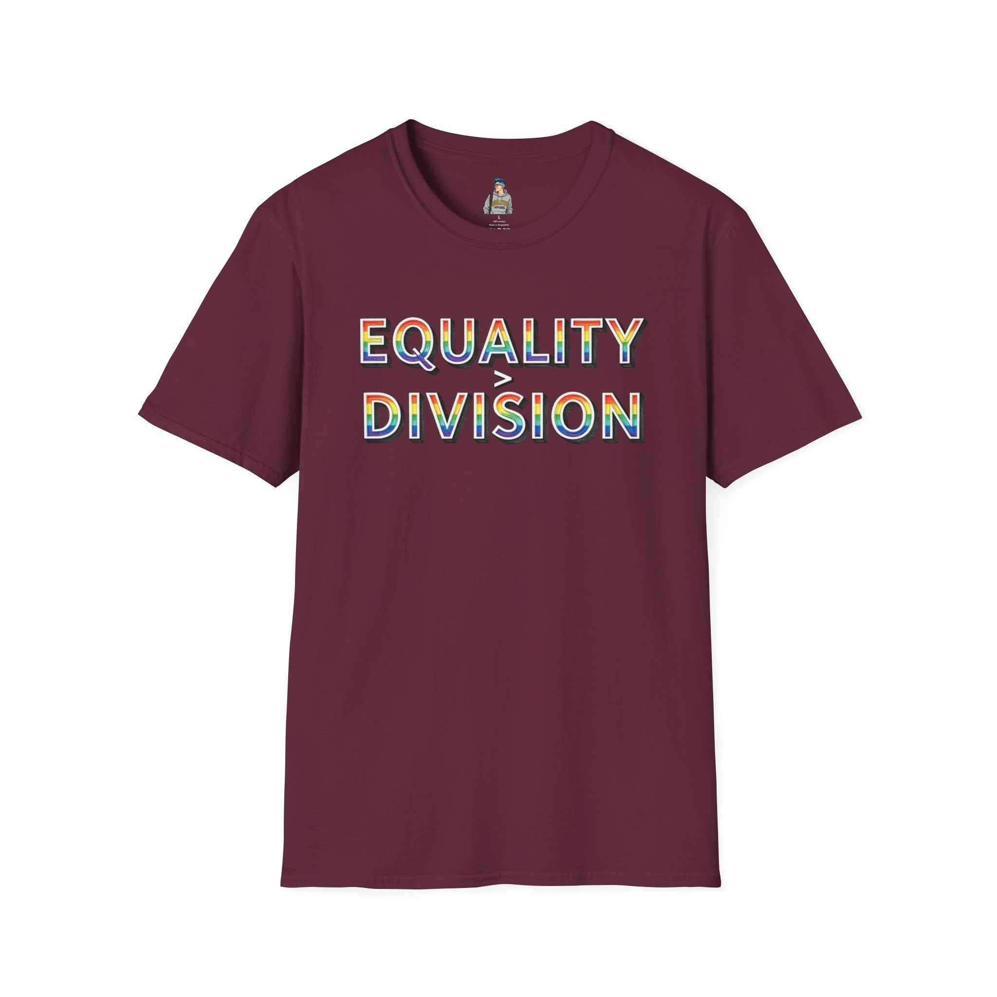 Equality is Greater Than Division T-Shirt — Rainbow Pride Graphic Tee