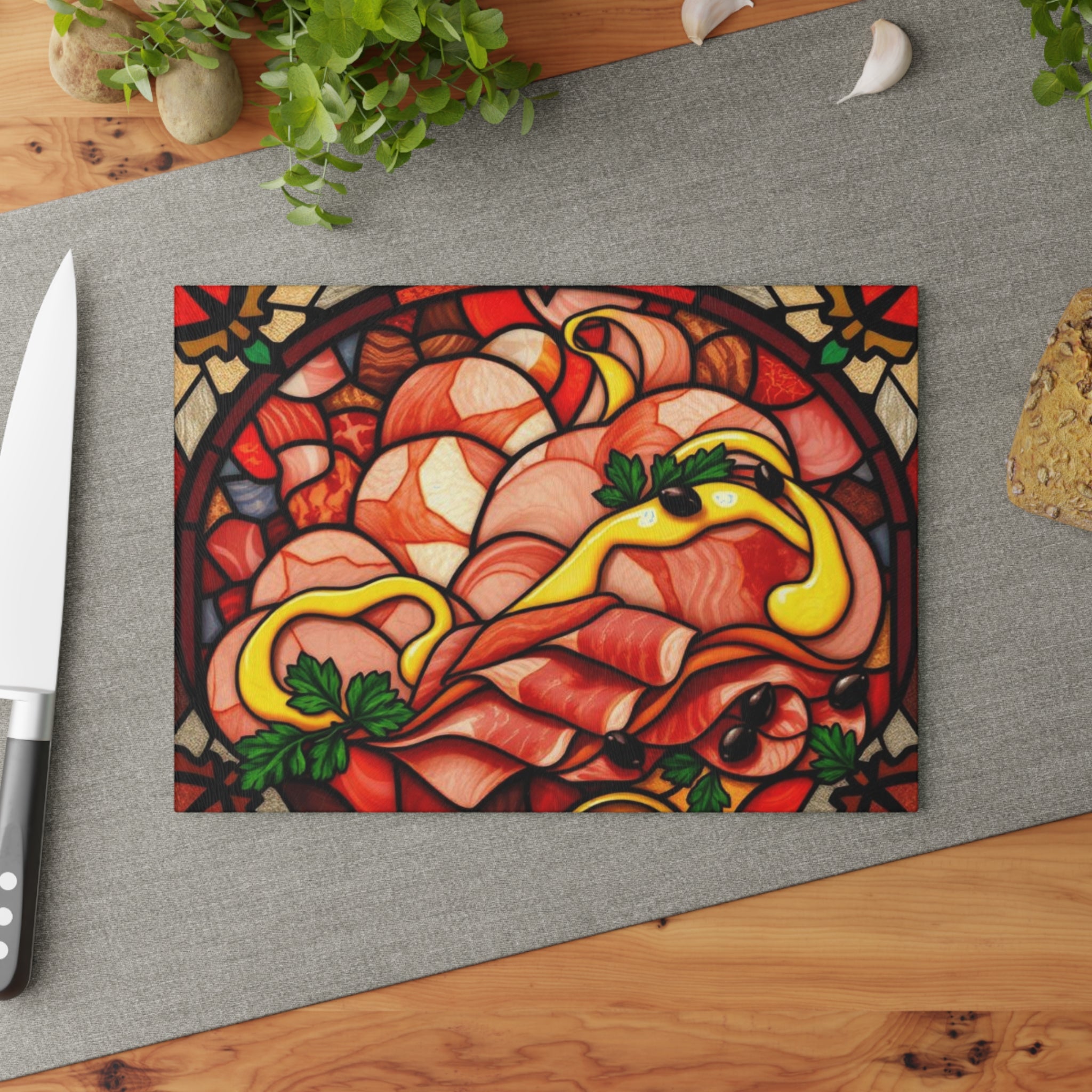 Stained Glass Meat Charcuterie Cutting Board - Kitchen Decor & Entertaining Essential