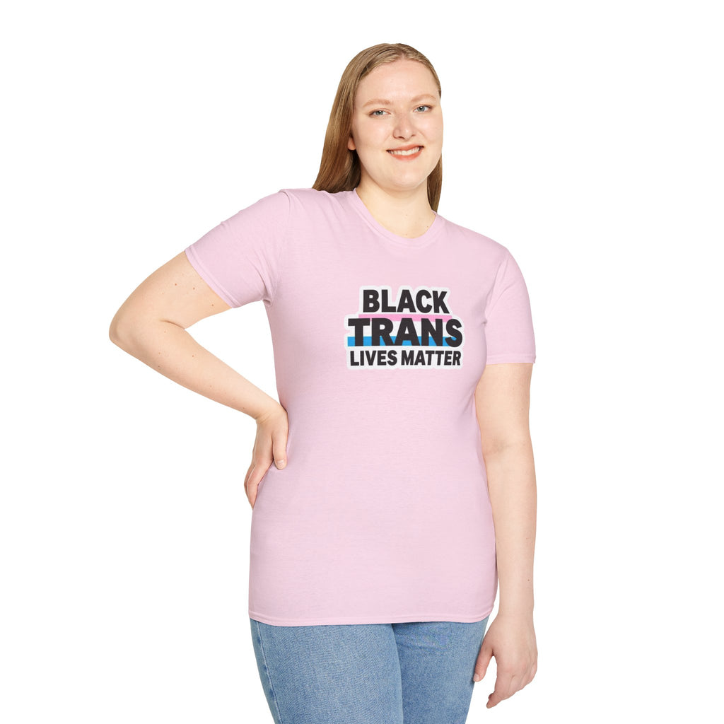Unisex Softstyle T-Shirt - Black Trans Lives Matter Statement Tee