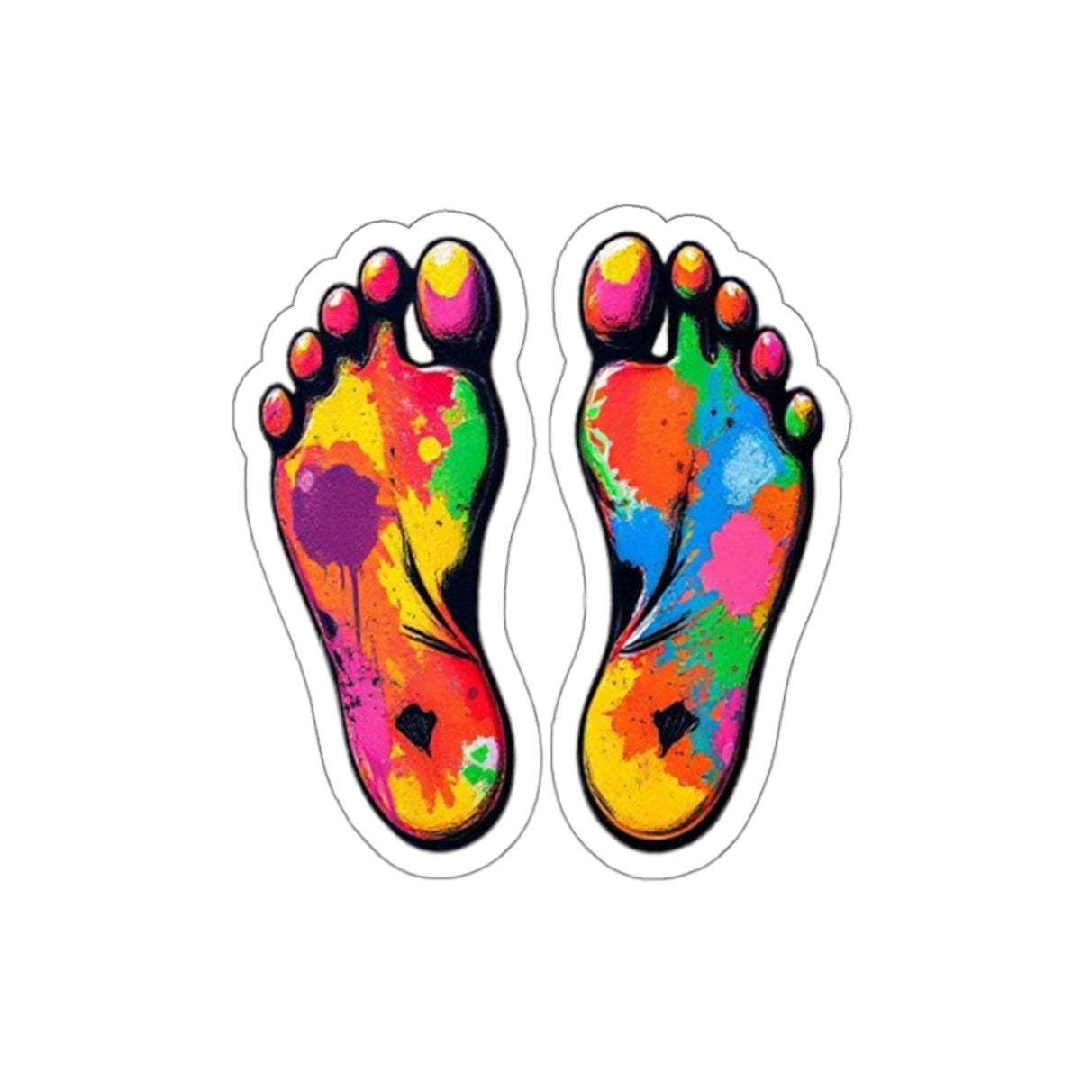 Die-Cut Stickers - Rainbow Paint Splatter Feet