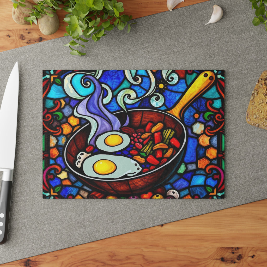 Vibrant Stained Glass Cooking Cutting Board - Perfect for Home Chefs & Food Lovers