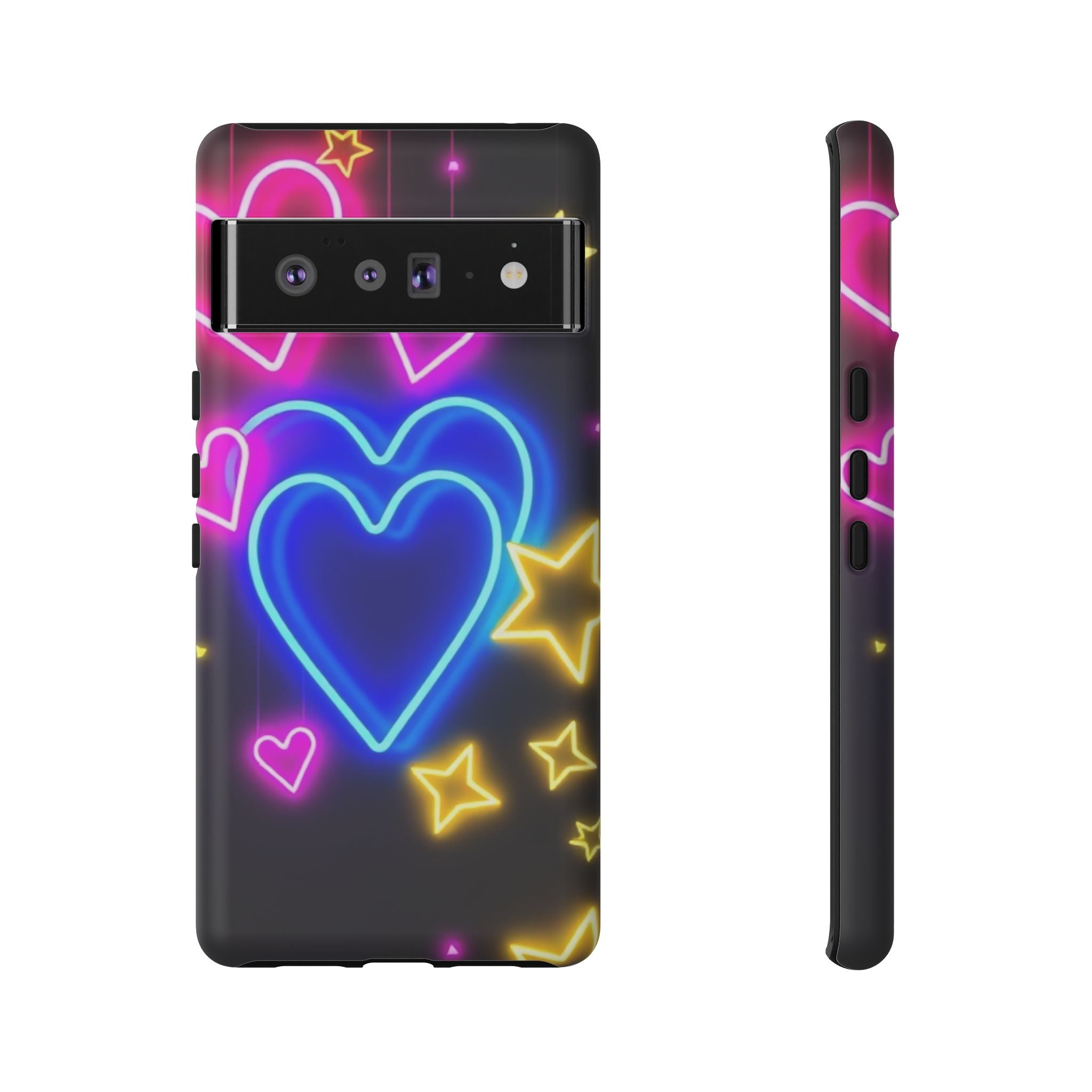 Android OR iPhone Compatible Cases - Neon Love Design - Unique Tough Cases