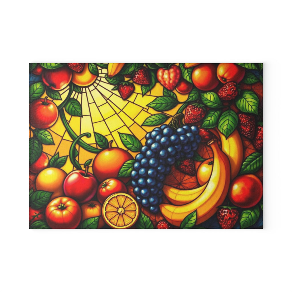 Vibrant Fruit Art Glass Cutting Board - Ideal for Culinary Enthusiasts