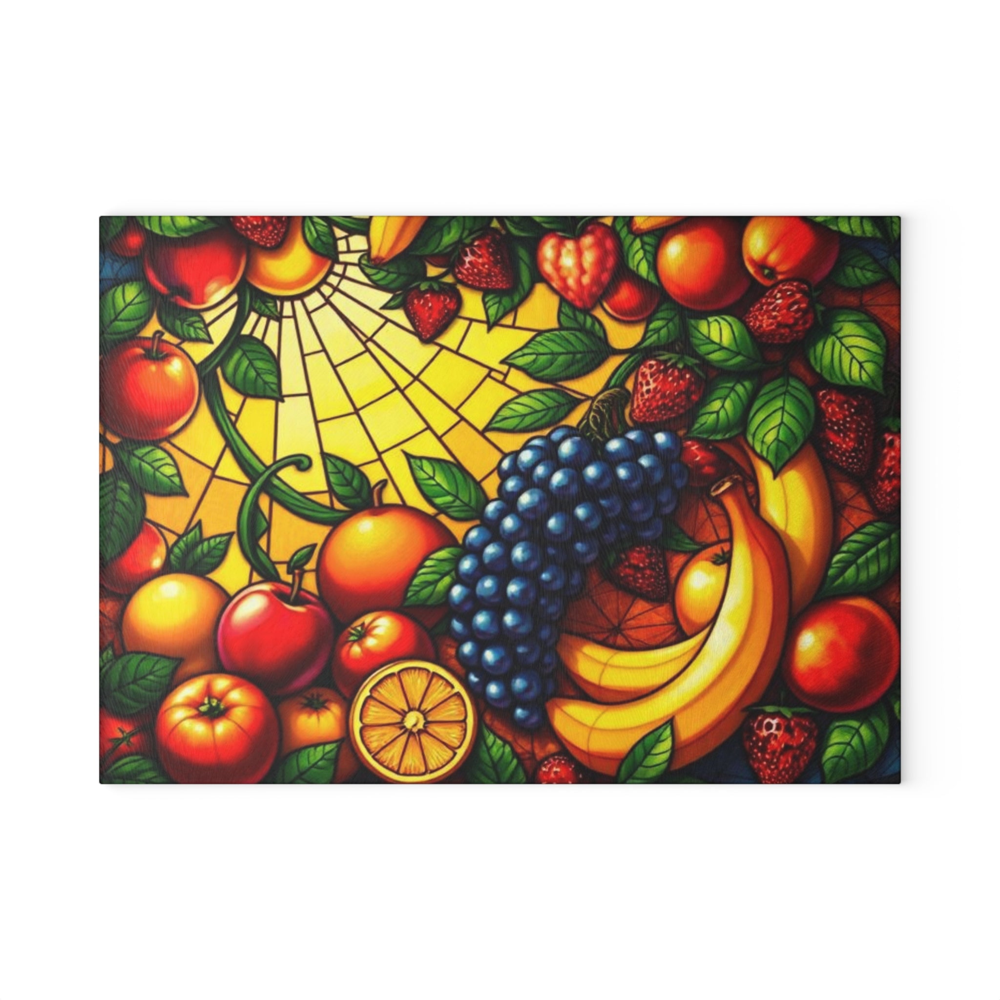 Vibrant Fruit Art Glass Cutting Board - Ideal for Culinary Enthusiasts