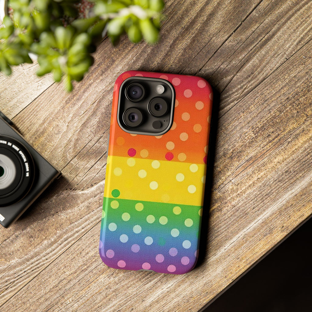 Rainbow Polka Dot Tough Phone Case for iPhone