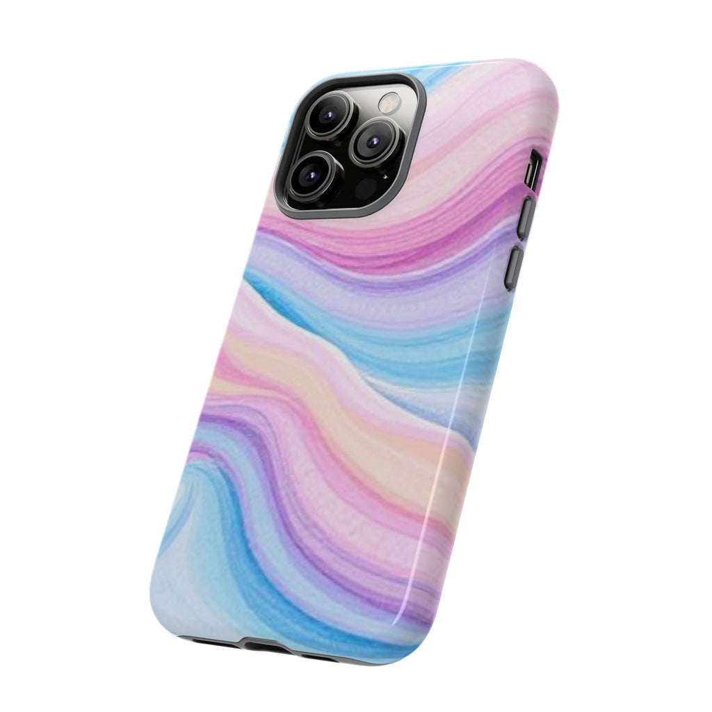 Pastel Marble Tough Phone Case iPhone — Swirled Pink & Blue Protective Cover