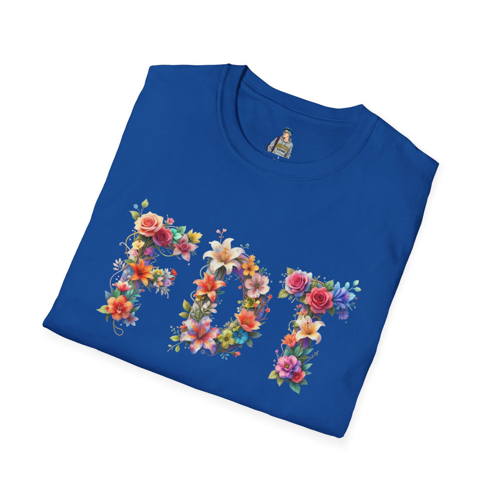 FDT Floral Letter Tee — Bold Floral Typography T-Shirt