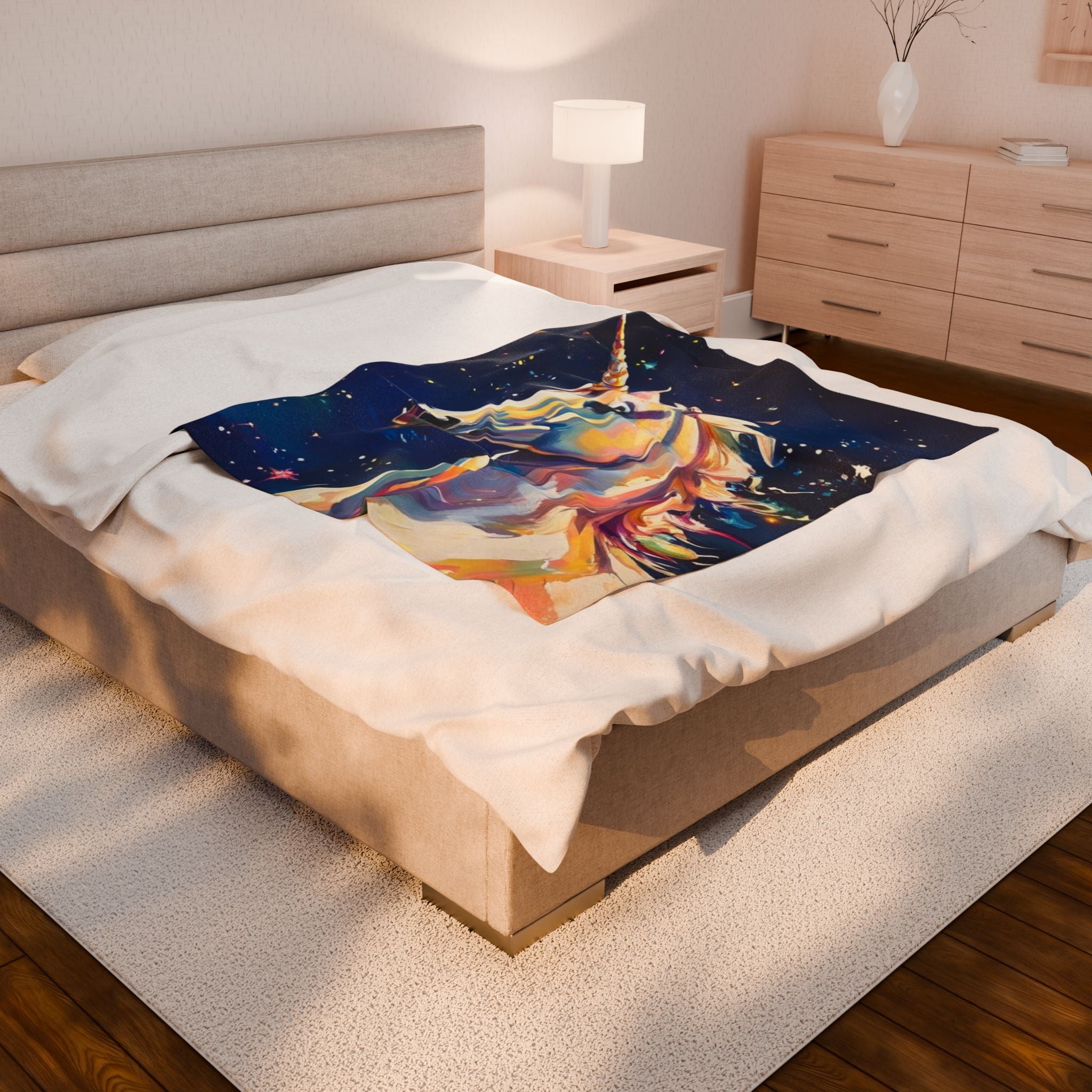 Unicorn Galaxy Velveteen Plush Blanket