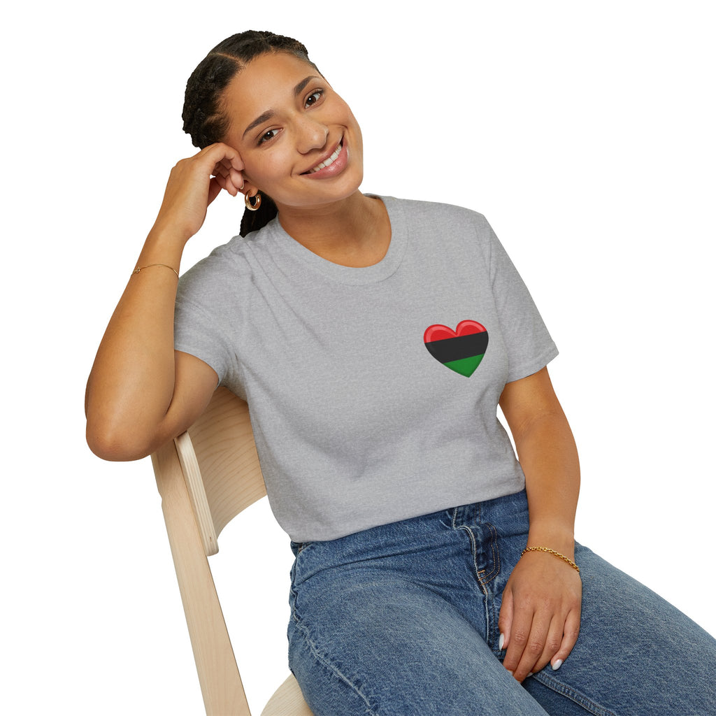 Unity and Heritage Unisex Softstyle T-Shirt with Pan-African Heart