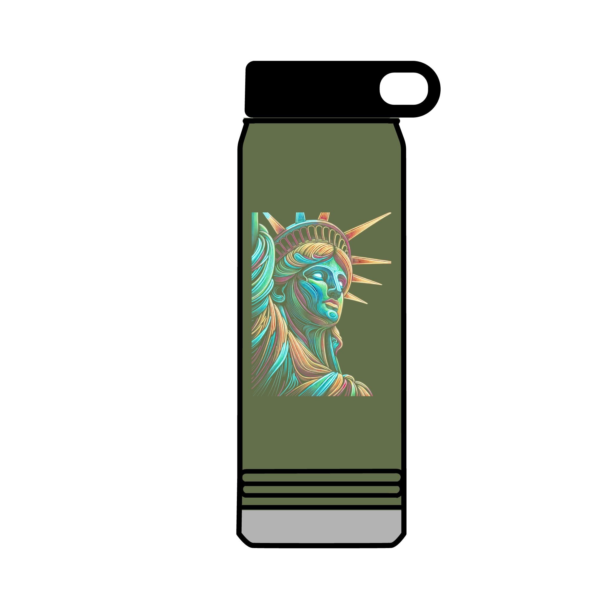 32oz Water Bottle Neon Lady Liberty