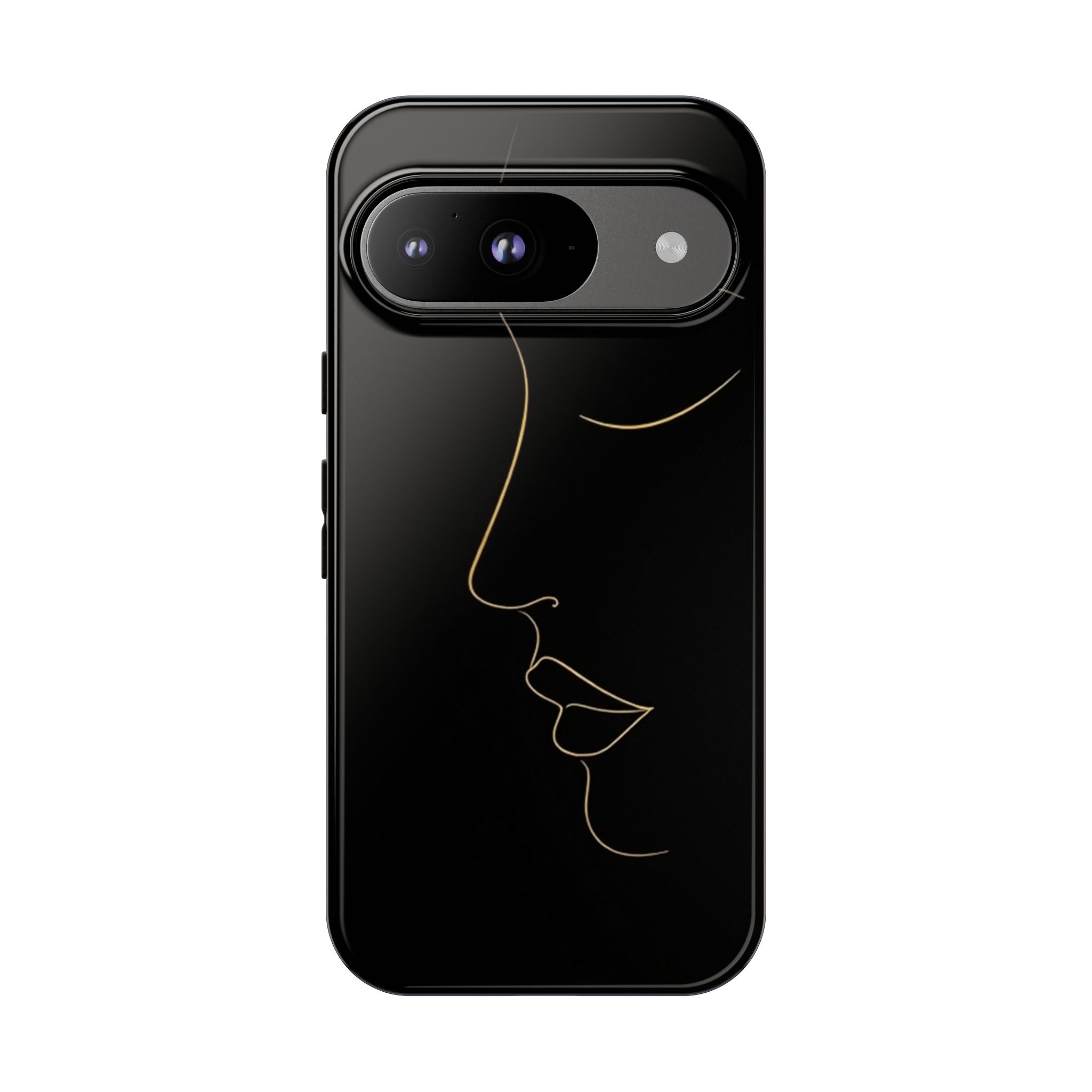 Android OR iPhone Compatible Cases - Gold Line Face Design - Unique Tough Cases