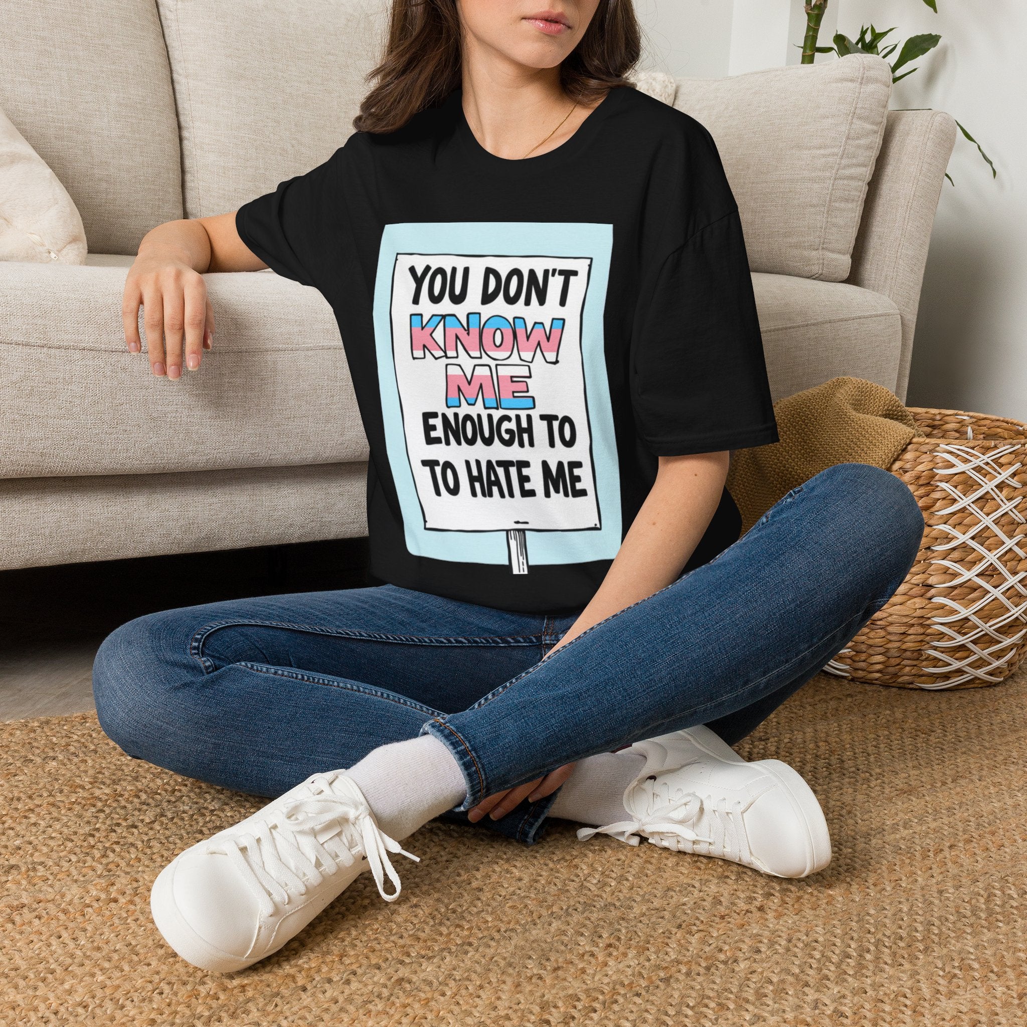 You Don't Know Me Enough to Hate Me Trans Pride T-Shirt - Unisex Softstyle Tee for Casual Wear