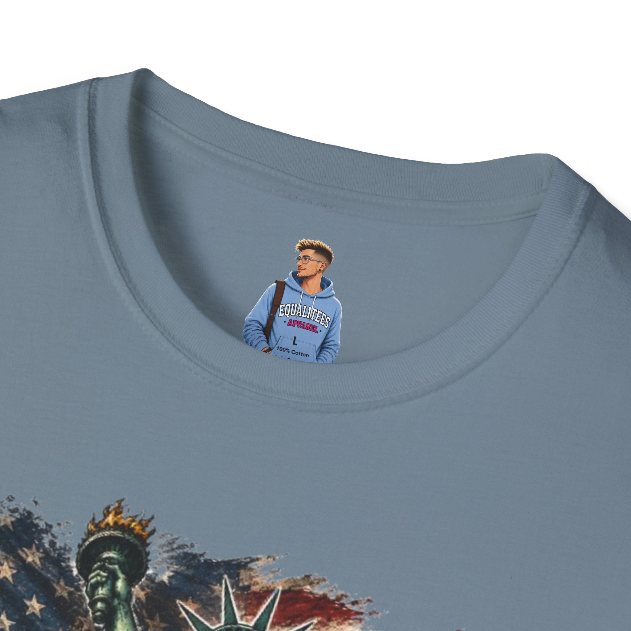 Statue of Liberty Stepping on MAGA American Flag T-Shirt — Patriotic USA Independence Day Tee