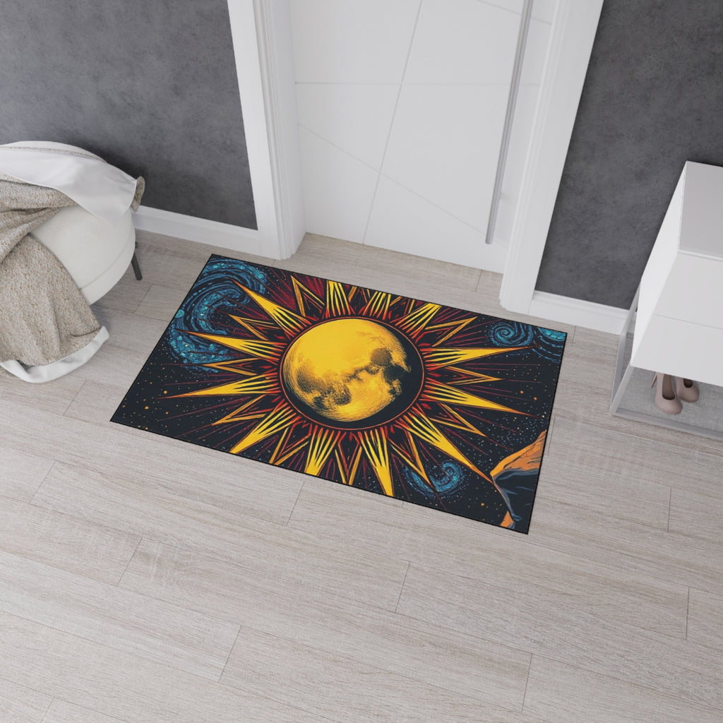 Cosmic Moon Heavy Duty Floor Mat - Vibrant Space Design for Home Decor