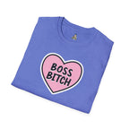 Unisex Softstyle T-Shirt - 'Boss Bitch' Heart Design - Funny Statement Tee