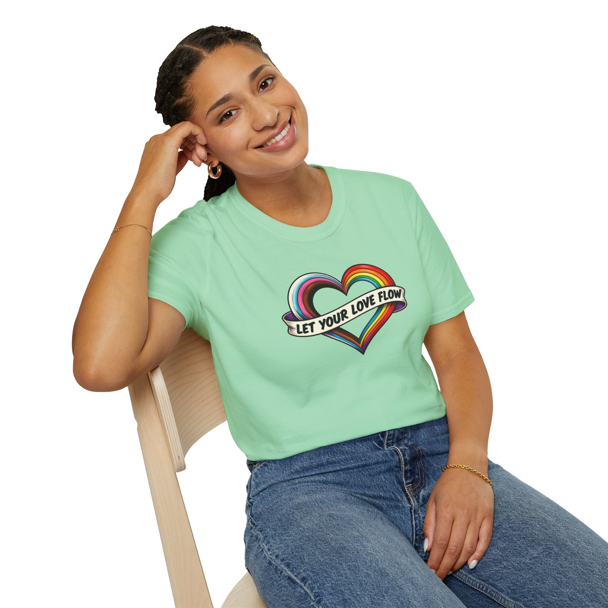 Let Your Love Flow Rainbow Heart T-Shirt