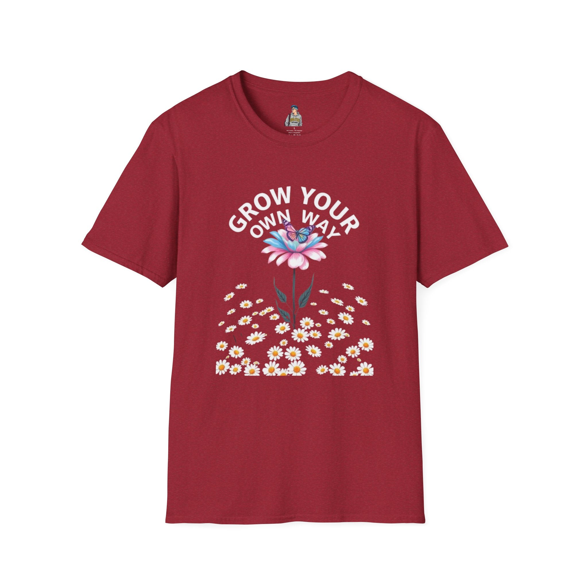 Grow Your Own Way Trans Pride Unisex T-Shirt - Floral Design for Garden Lovers