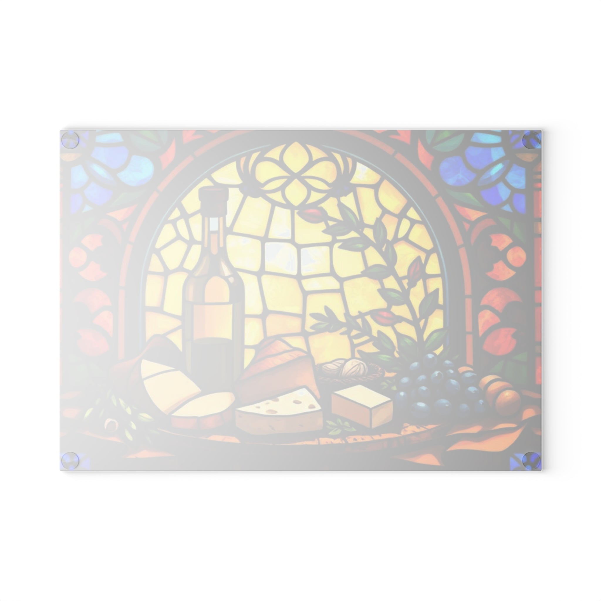 Stained Glass Wine and Cheese Cutting Board - Perfect For Entertaining