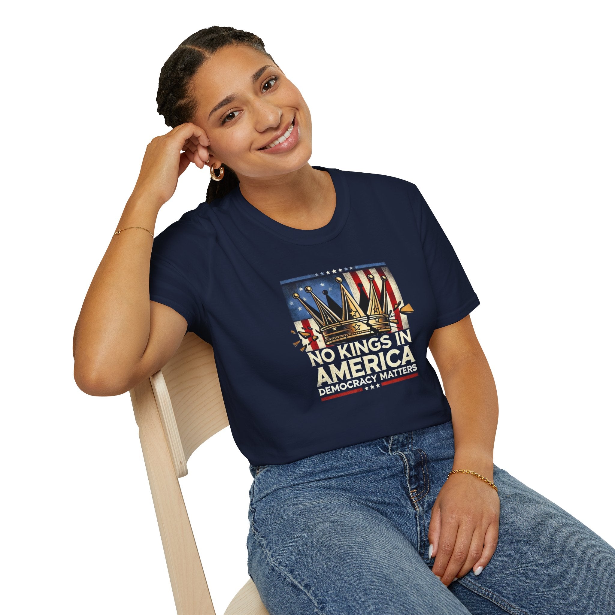 No Kings in America-Democracy Matters  Unisex Softstyle T-Shirt